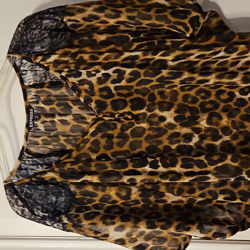 Express Animal Print Sheer Blouse